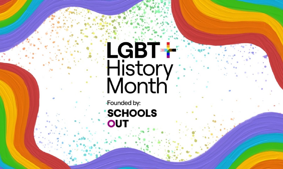 LGBTQ+ History Month Official logo with the rainbow colours